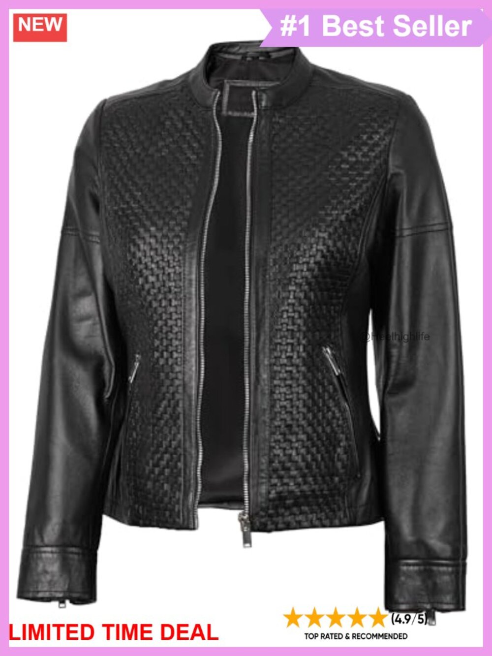 Real Lambskin Leather Cafe Racer Jacket Women Zip Pockets